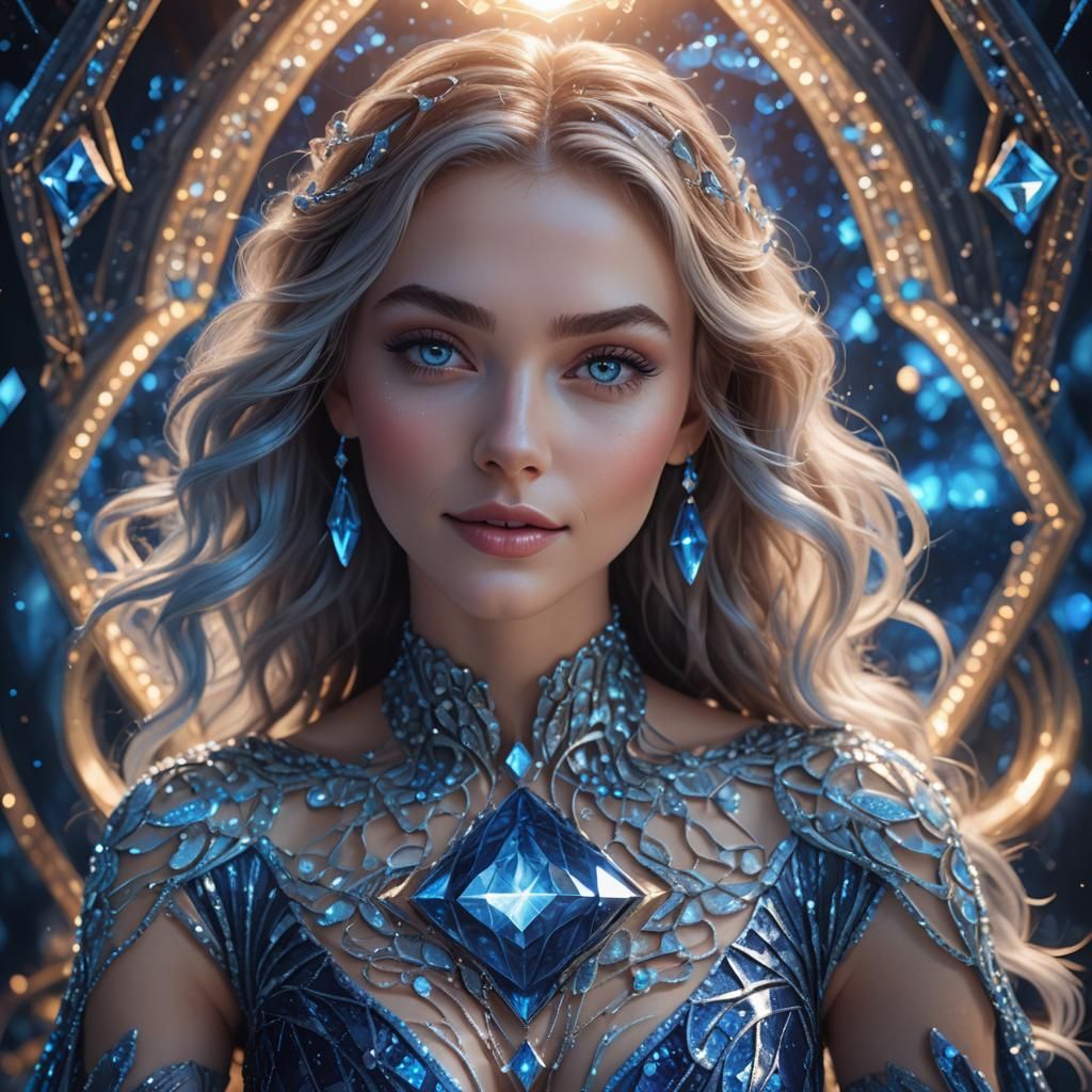 Girl in Blue Diamond: Fantasy Digital Art