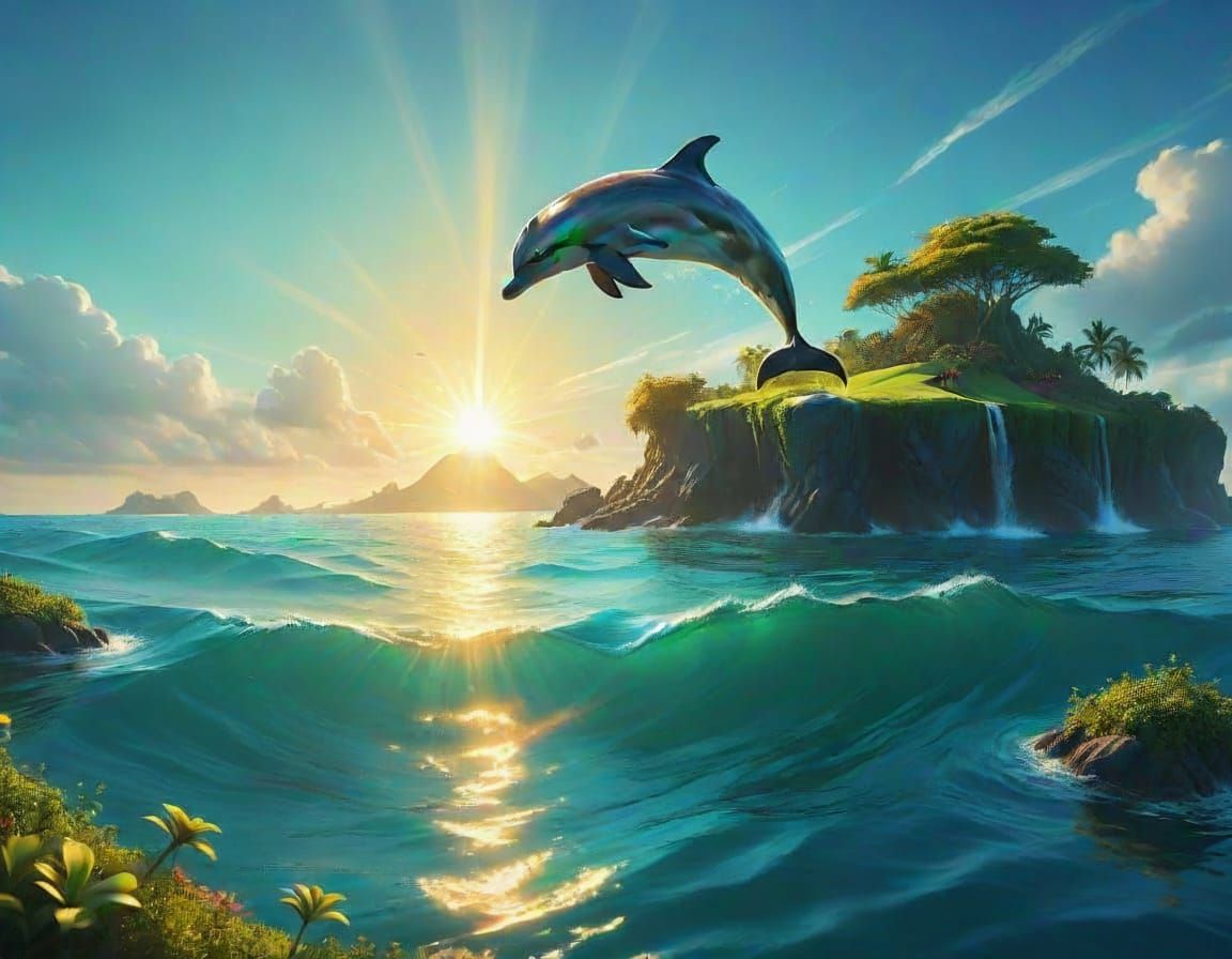 Island of Blue Dolphins: Dolphin Jumping Over Water