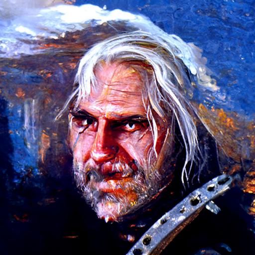 Geralt of Rivia Portrait in Oil Painting Style