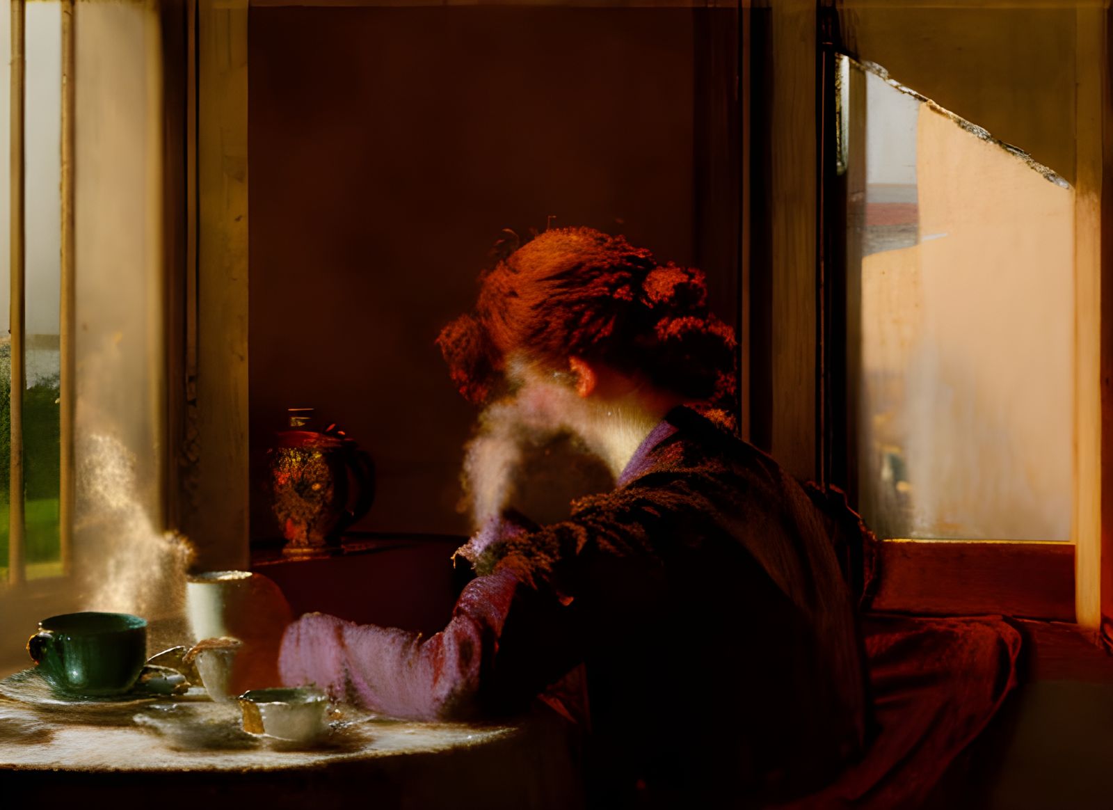 Photorealistic Cafe Scene in Style of Old Masters