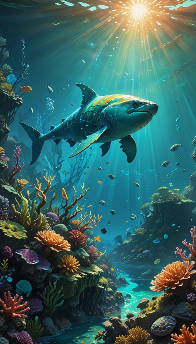 Majestic Iridescent Being Undulates Through Coral Reefs in H...