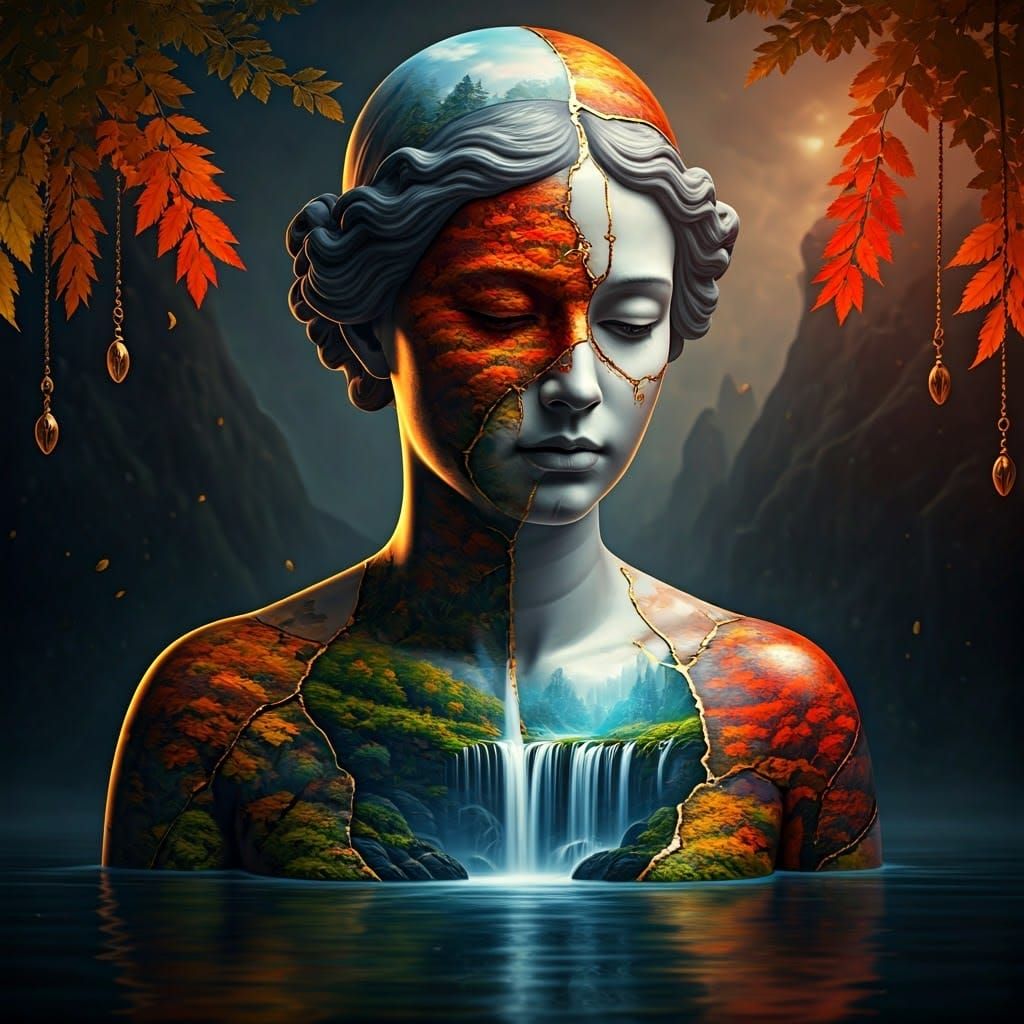 sureal with lady in autumn