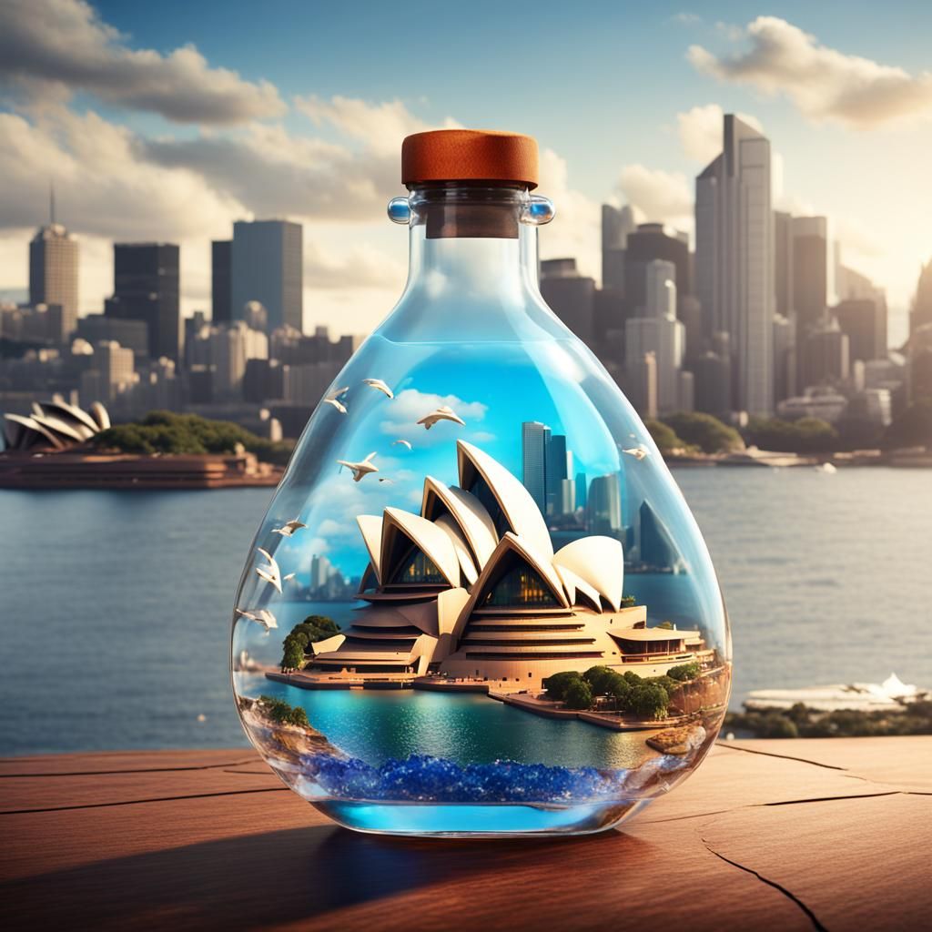 Sydney Opera House in a Bottle: Photorealistic Art