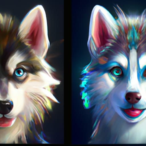 Hyperdetailed Husky Puppies Portrait