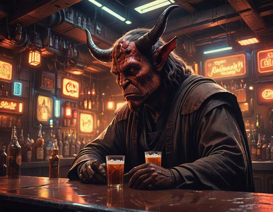 A Barfly Tavern Keeper in Tatooine's Deserted Tavern