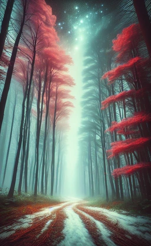Ethereal Forest Path Painting in Soft Focus