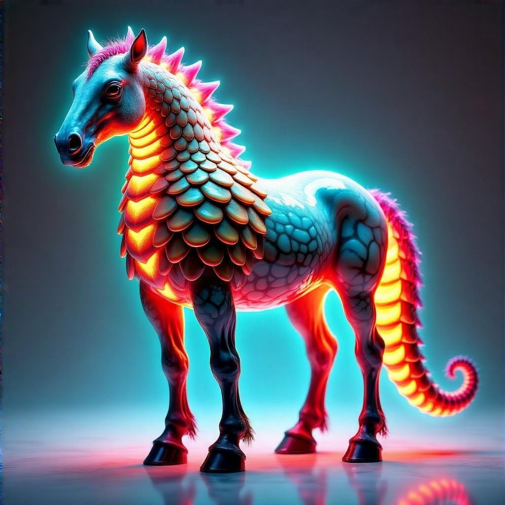 Psychedelic Pangolin-Horse Hybrid Sculpture