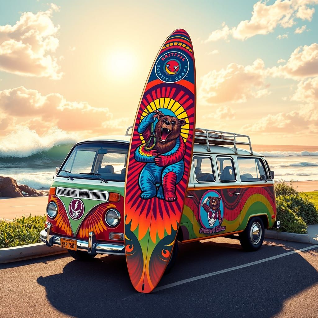 Vibrant Surfboard Celebrates Grateful Dead's Iconic Dancing ...