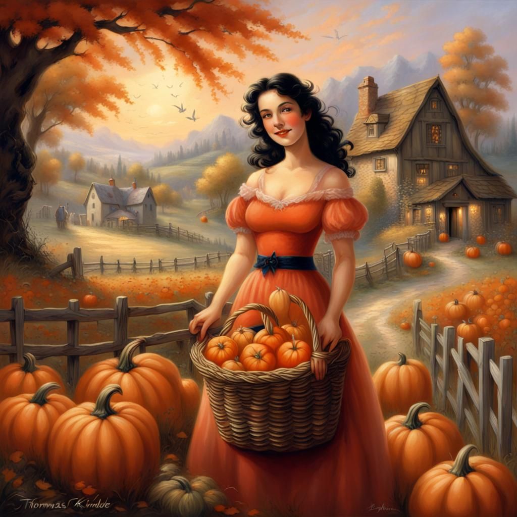 Ethereal Woman with Harvest Basket, Hyperdetailed Fantasy