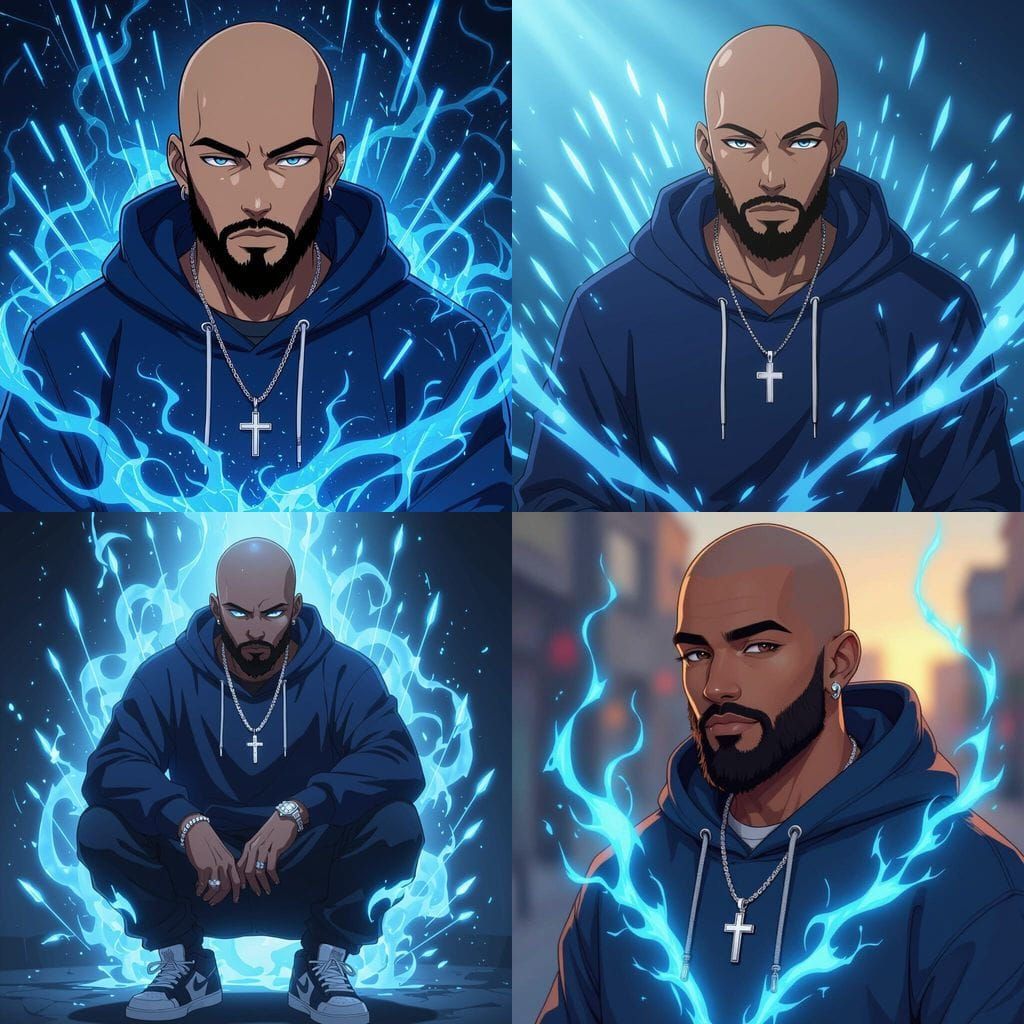 Black Man With Spirit Energy Holding Glowing Needles in Anim...