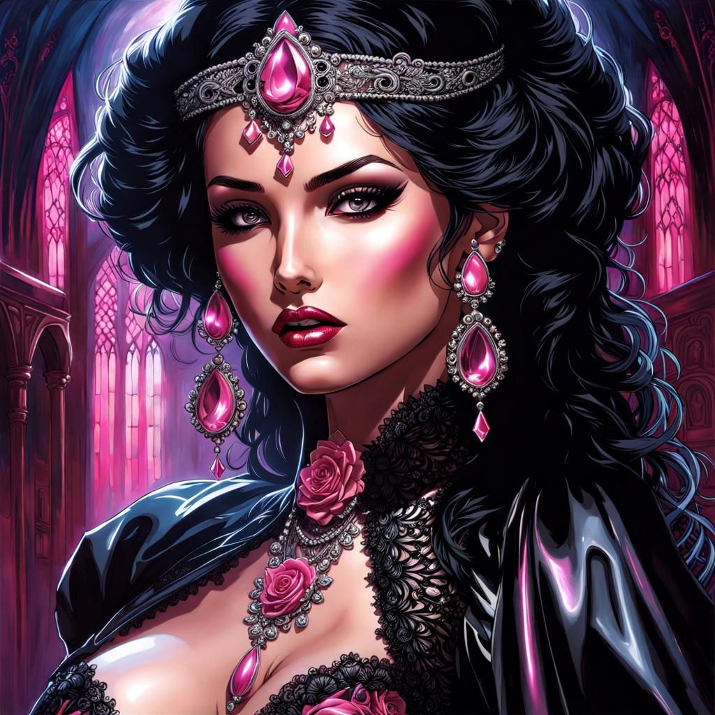 Gothic Tunisian Woman in Latex: Fantasy Art