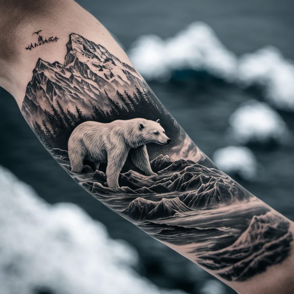 Alaskan Wildlife Tattoo: Polar Bear, Eagles, Mountains