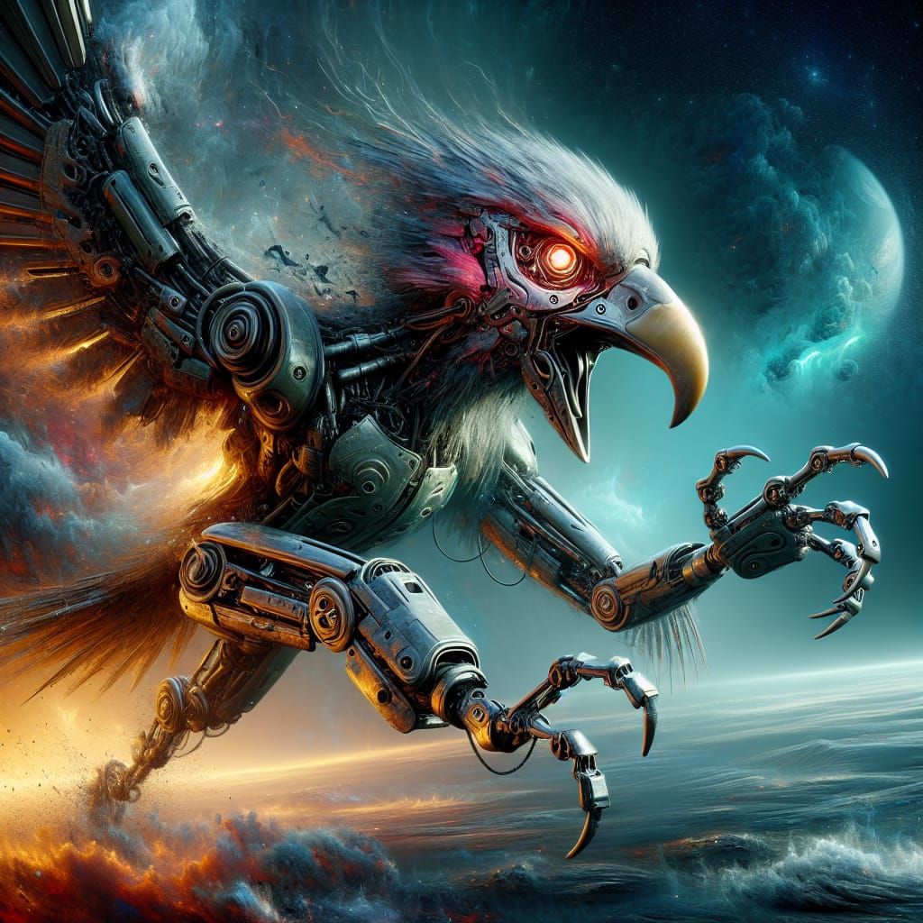 “Very Angey Cyborg bird”