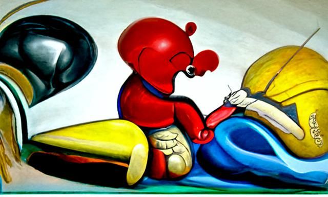 Fantasy Oil Painting with Surreal Pop Art Elements