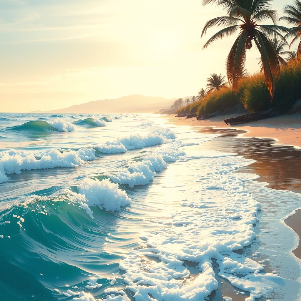 Sunny Beach in Impressionist Style