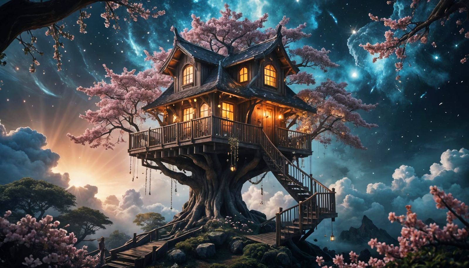 Cozy wooden treehouse 🌸🌸🌸