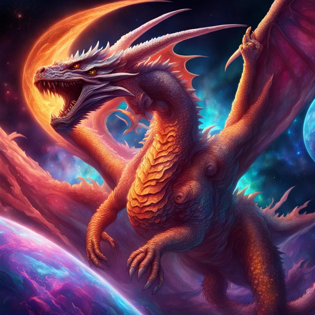 Dragon Attacks Space Campaign: Holographic Cosmic Illustrati...