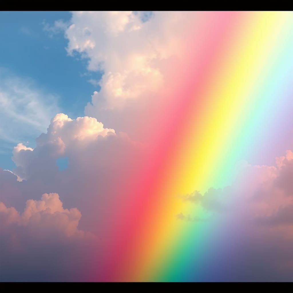 Breathtaking Rainbow Sky in Cyberpunk-Inspired Style