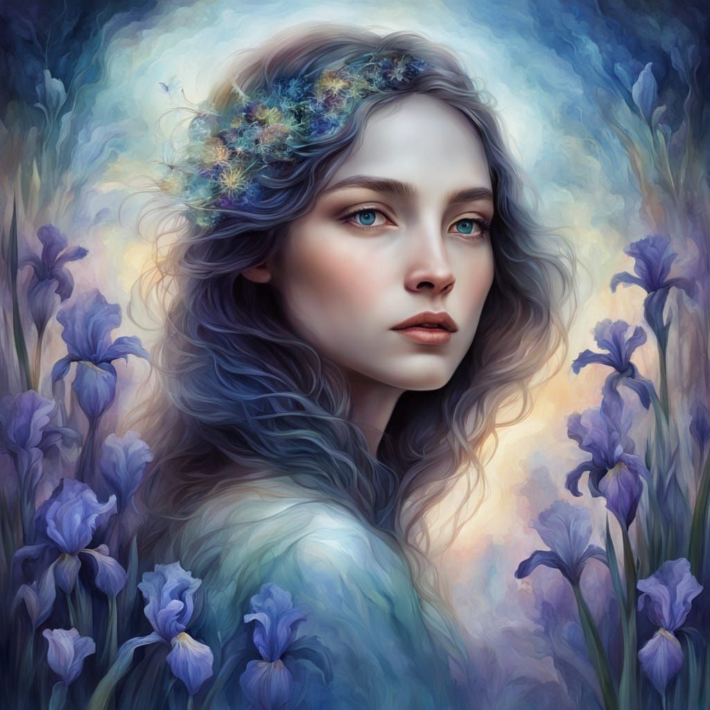 Enchanting Surreal Dreamscape in a Woman's Ethereal Eyes