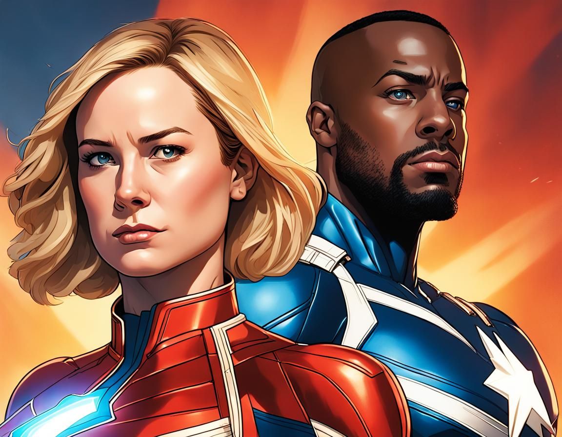 Captain Marvel and Blue Marvel: Hyperrealistic Concept Art