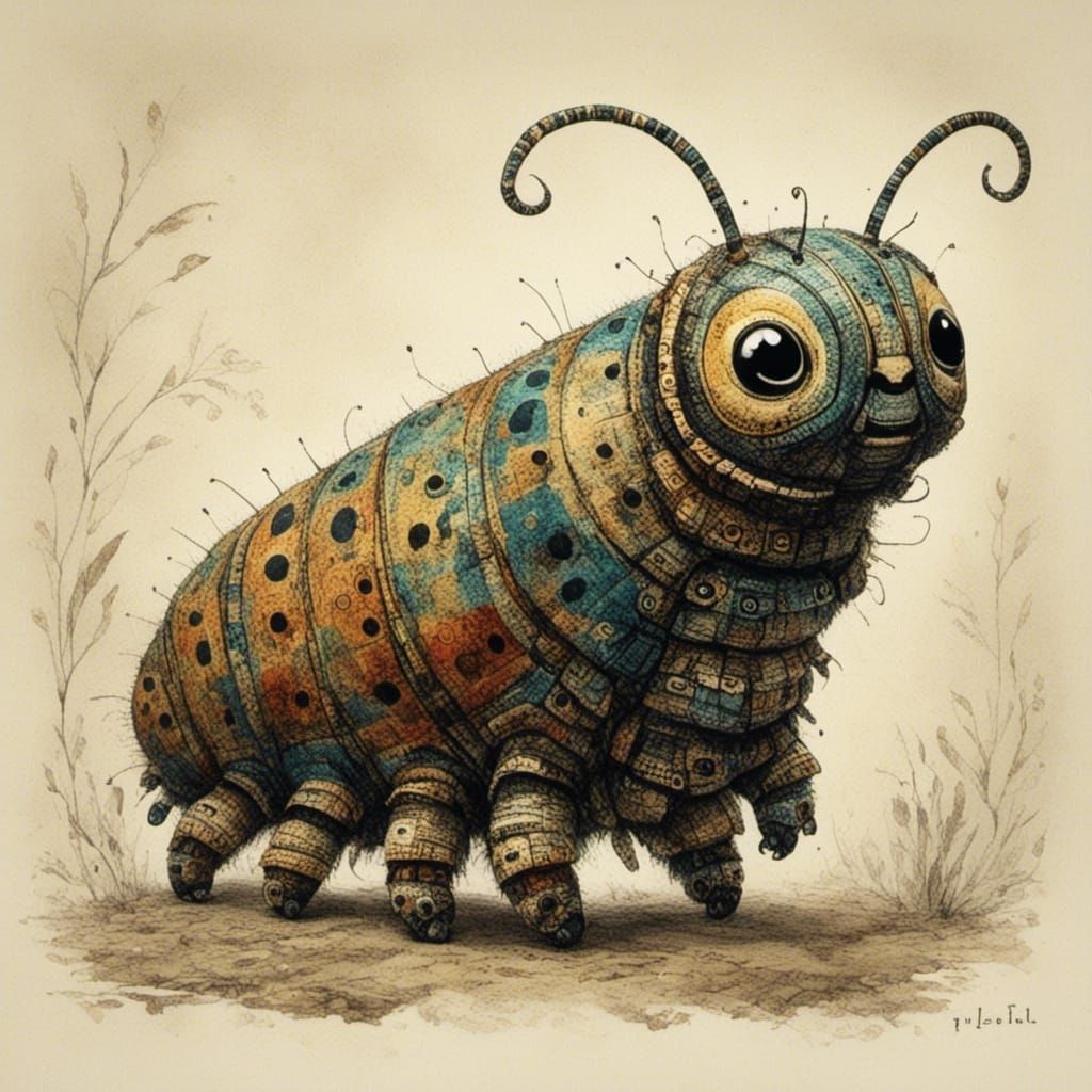 Abstract Ink Doll Art: Playful Whimsy