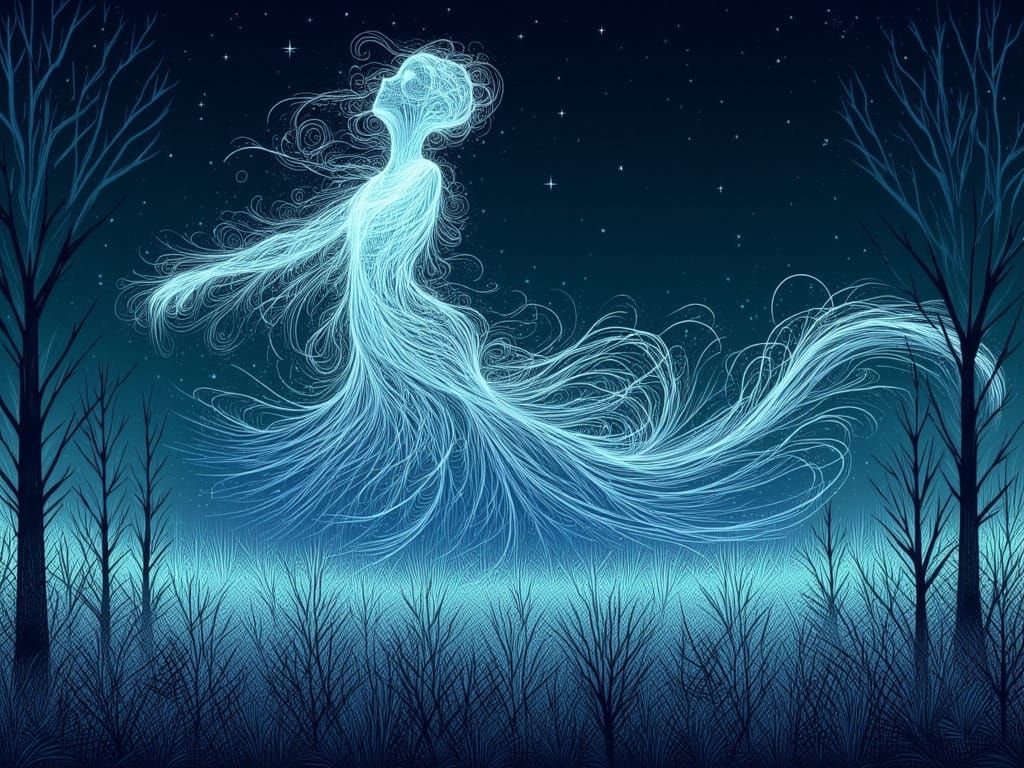 Ethereal Ectoplasm Woman in Starry Digital Art