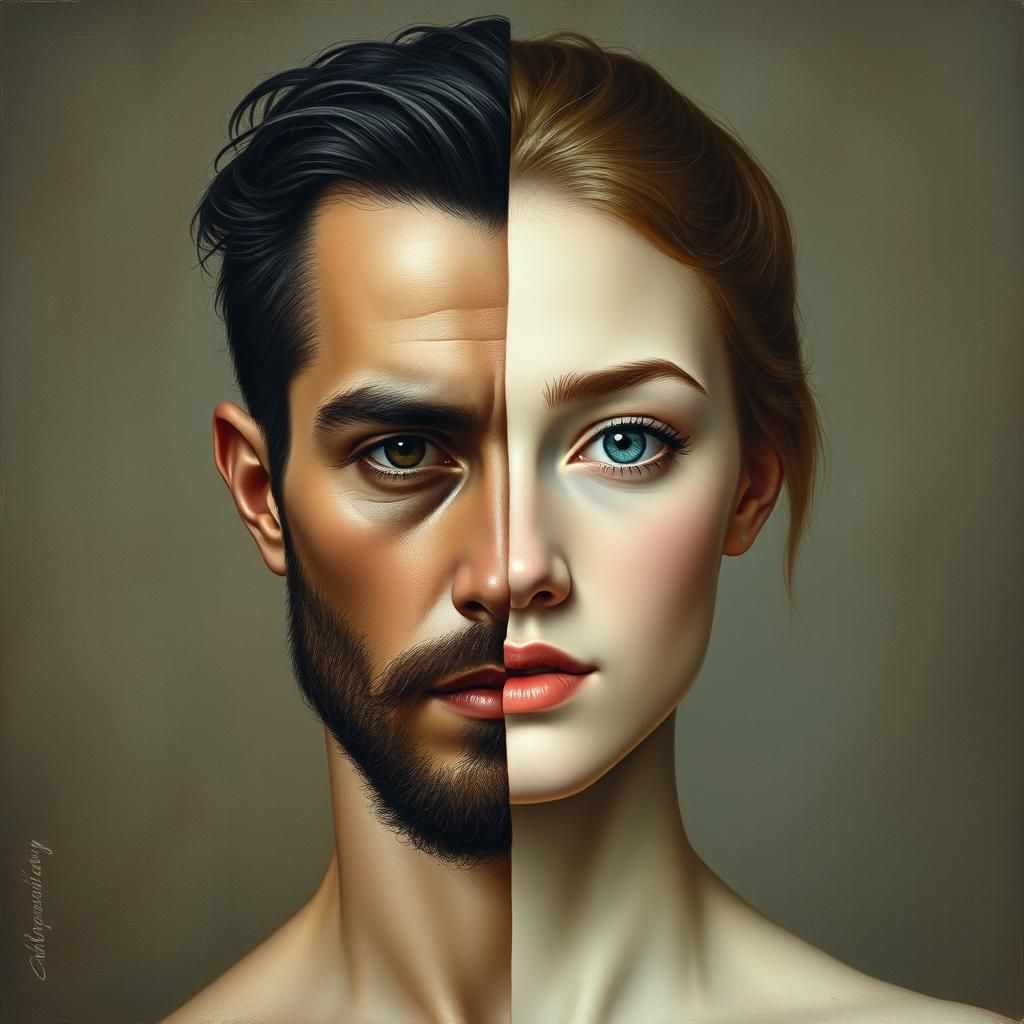 Dual Portrait in Dreamlike Realism