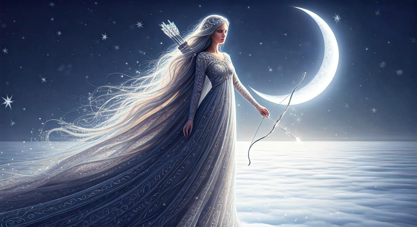 Dreamy Maiden Under New Moon in Sagittarius Zodiac Style