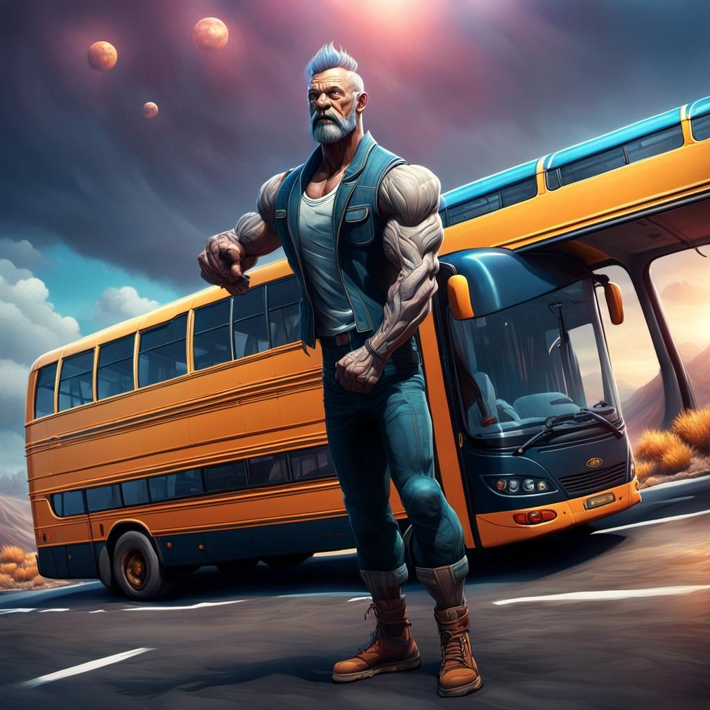 Armored Bus Gripping Road: Sci-Fi Concept Art