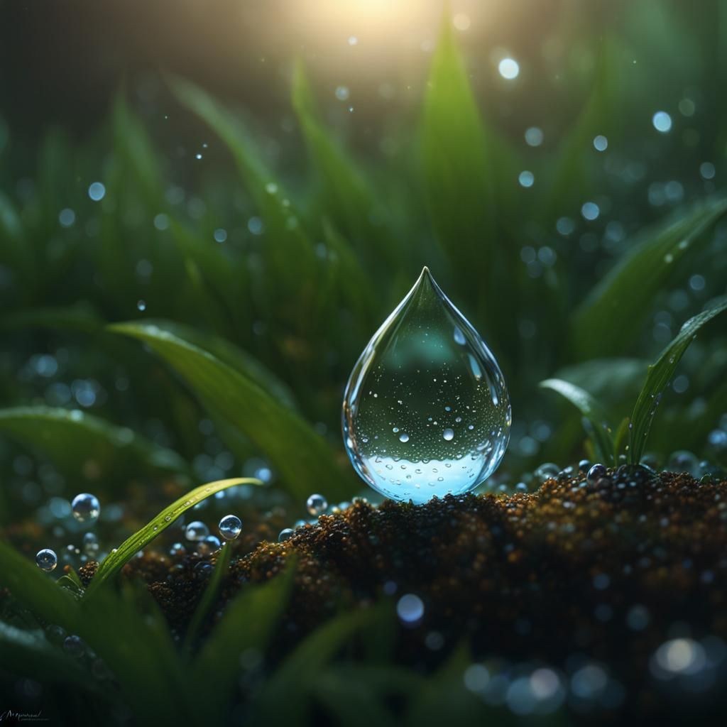Tranquil Dew Drops in Misty Fantasy Style