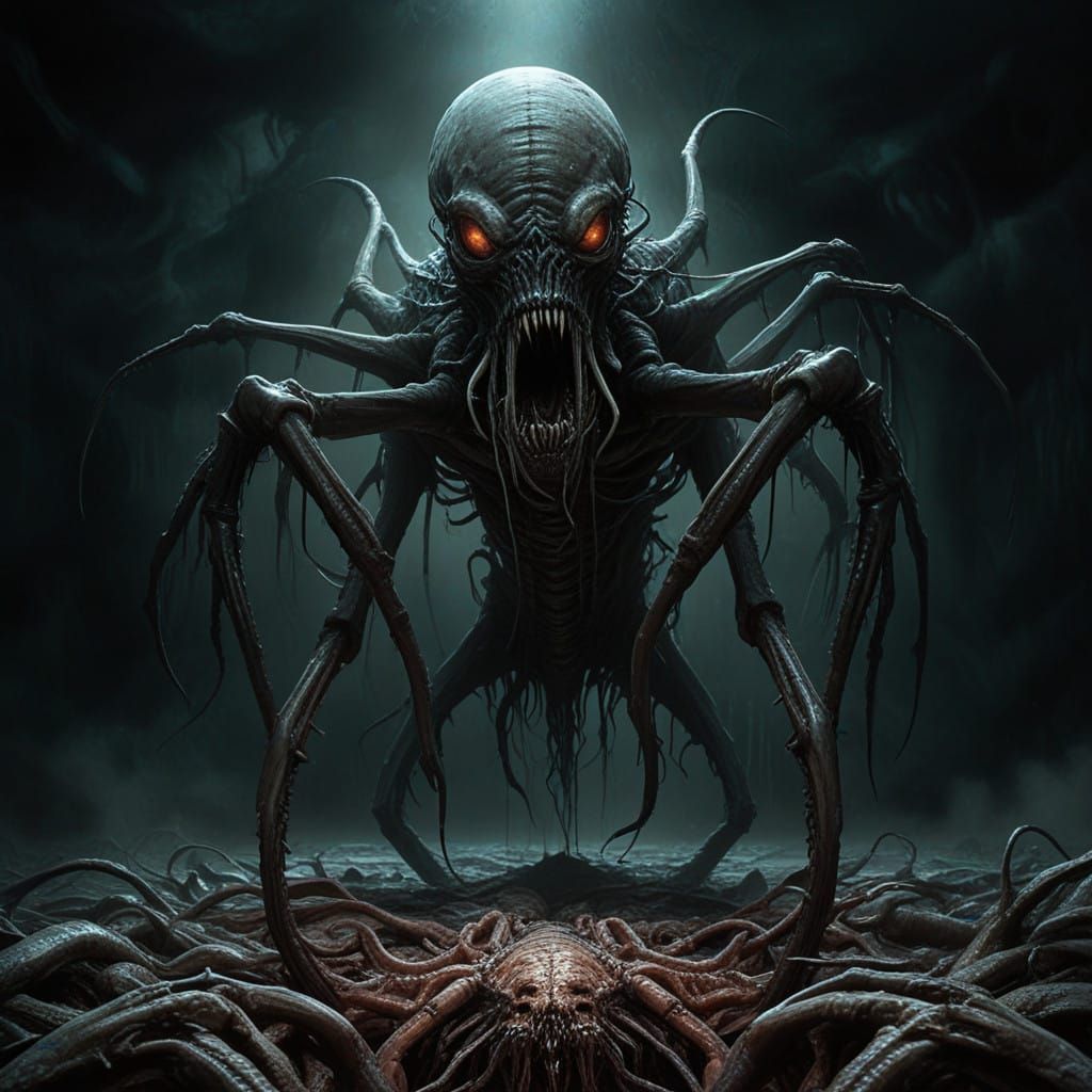 Eldritch Abomination in Industrial Horror Aesthetic