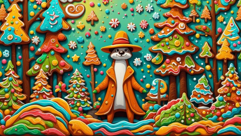 Cartoon Otter Detective Investigates Forest Clue