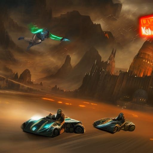 Fantasy Go-Kart Race in Sci-Fi Style