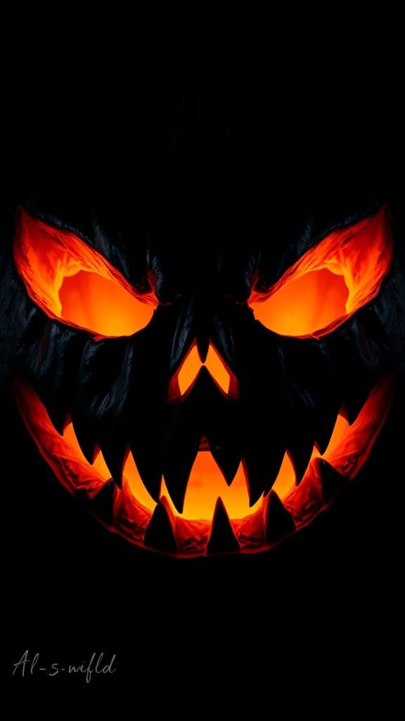 Sinister Jack-o'-Lantern Glows Eerily in Low-Angle View