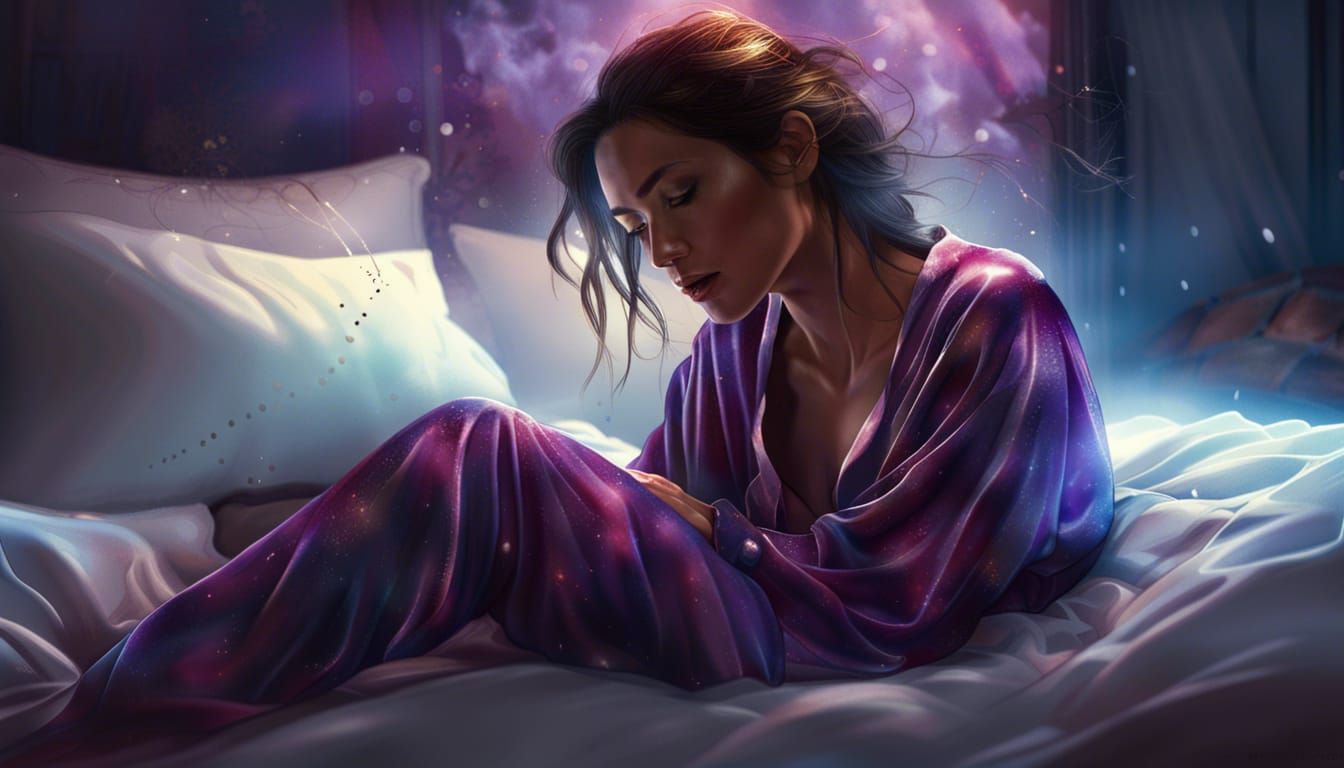 Woman in Silk Pajamas, Splat Art Concept