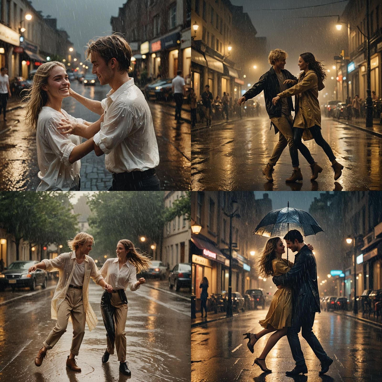 Romantic Rain Dance: Cinematic Film Still