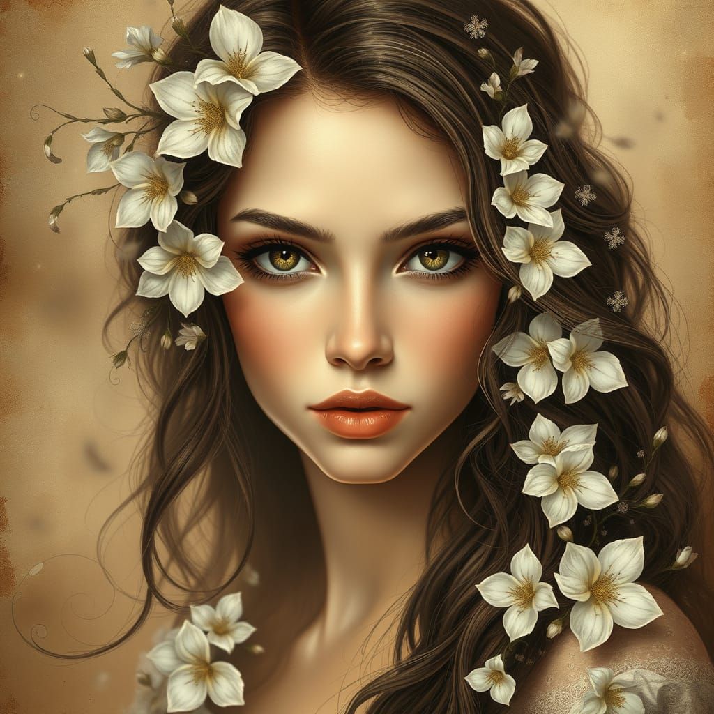 Romantic Portrait of a Young Woman in Whimsical Dreamscapes