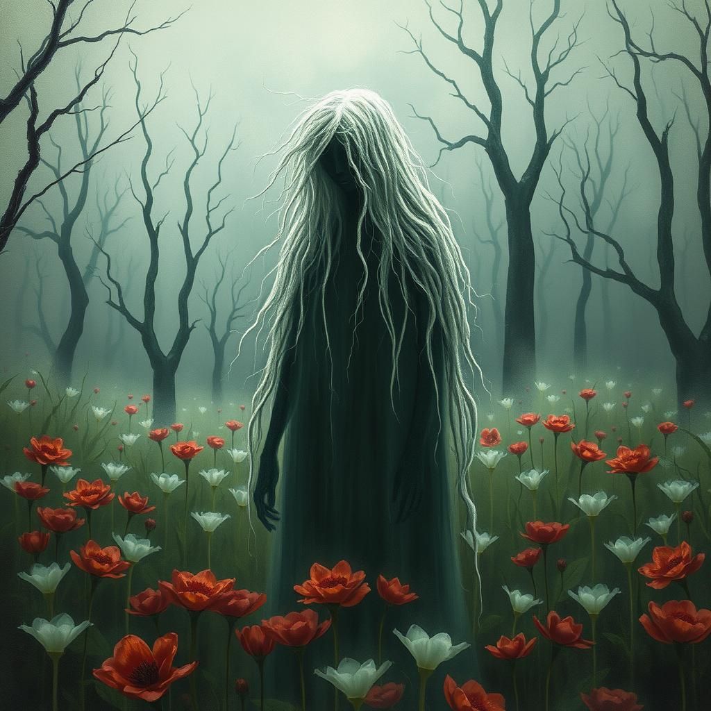 Ghostly Spectral Figure in Gothic Digital Art