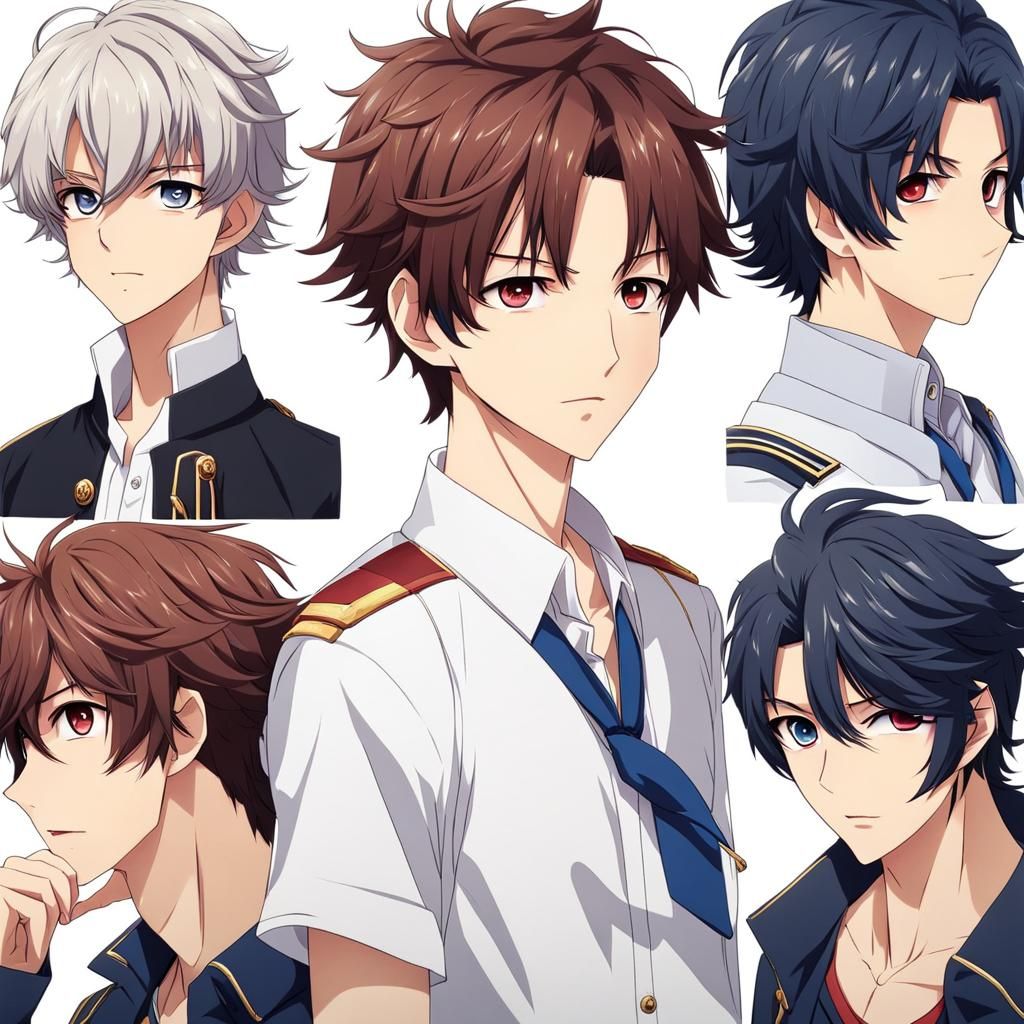 Anime Boy with Asymmetrical Curly Hair in Manga Style