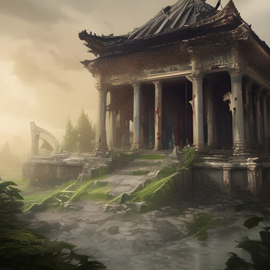 Trashed Temple in Kawaiicore, Pastelcore Style