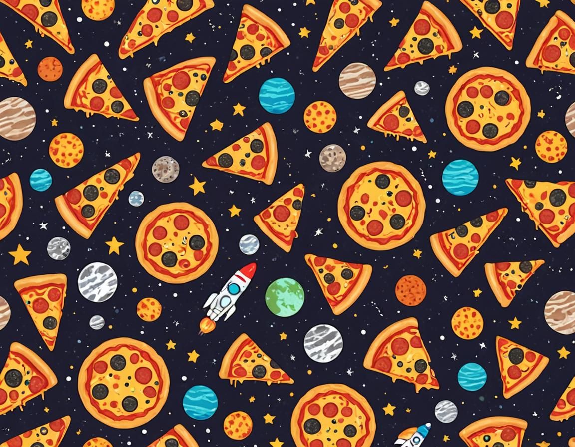 Space Pizza in a Stylized Digital Art