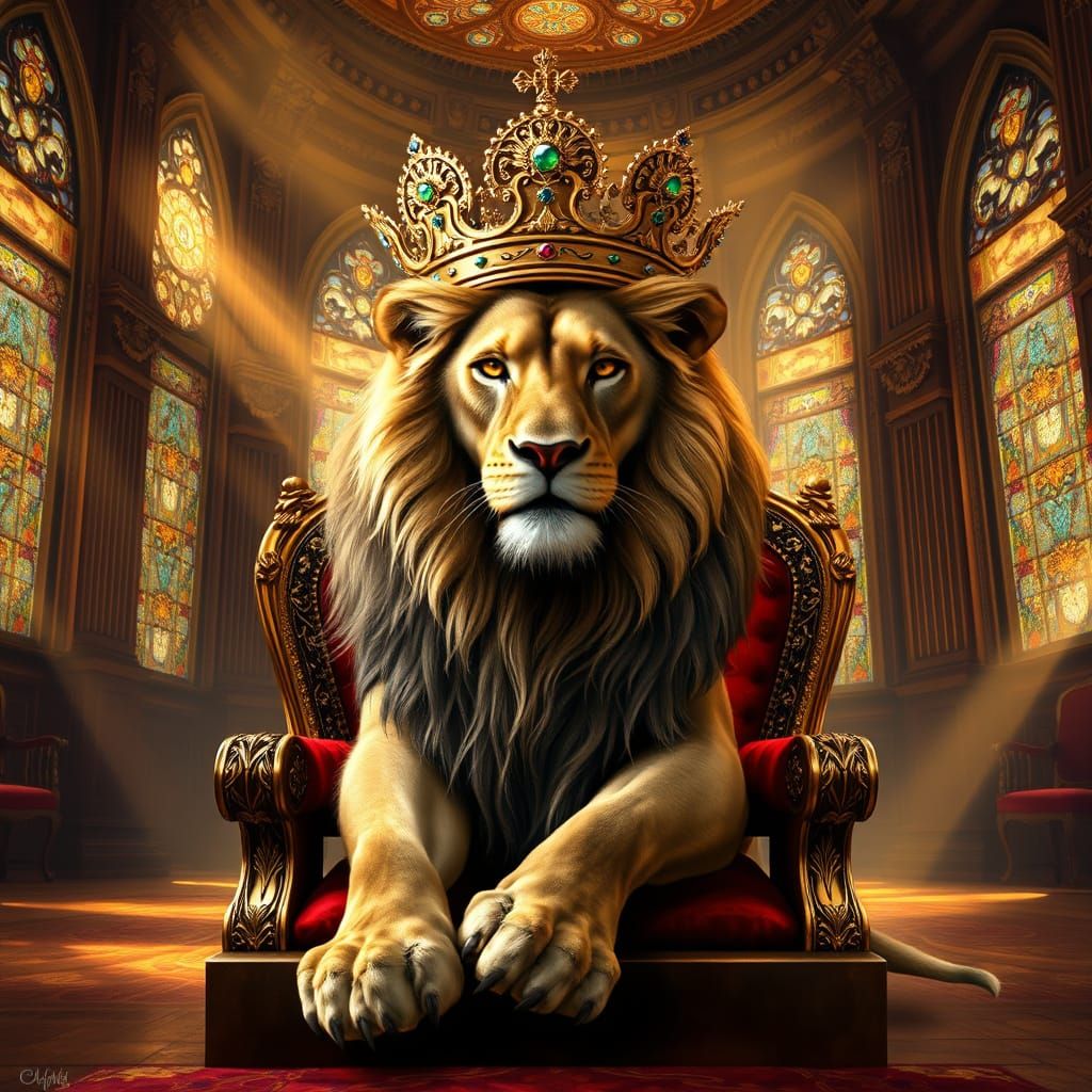Regal Lion in Golden Opulence