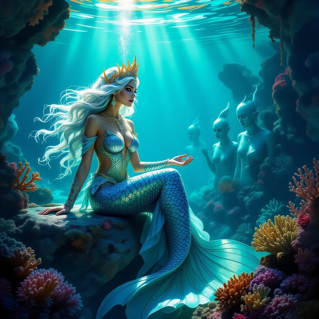 Mermaid Queen Negotiates with Sea Spirits