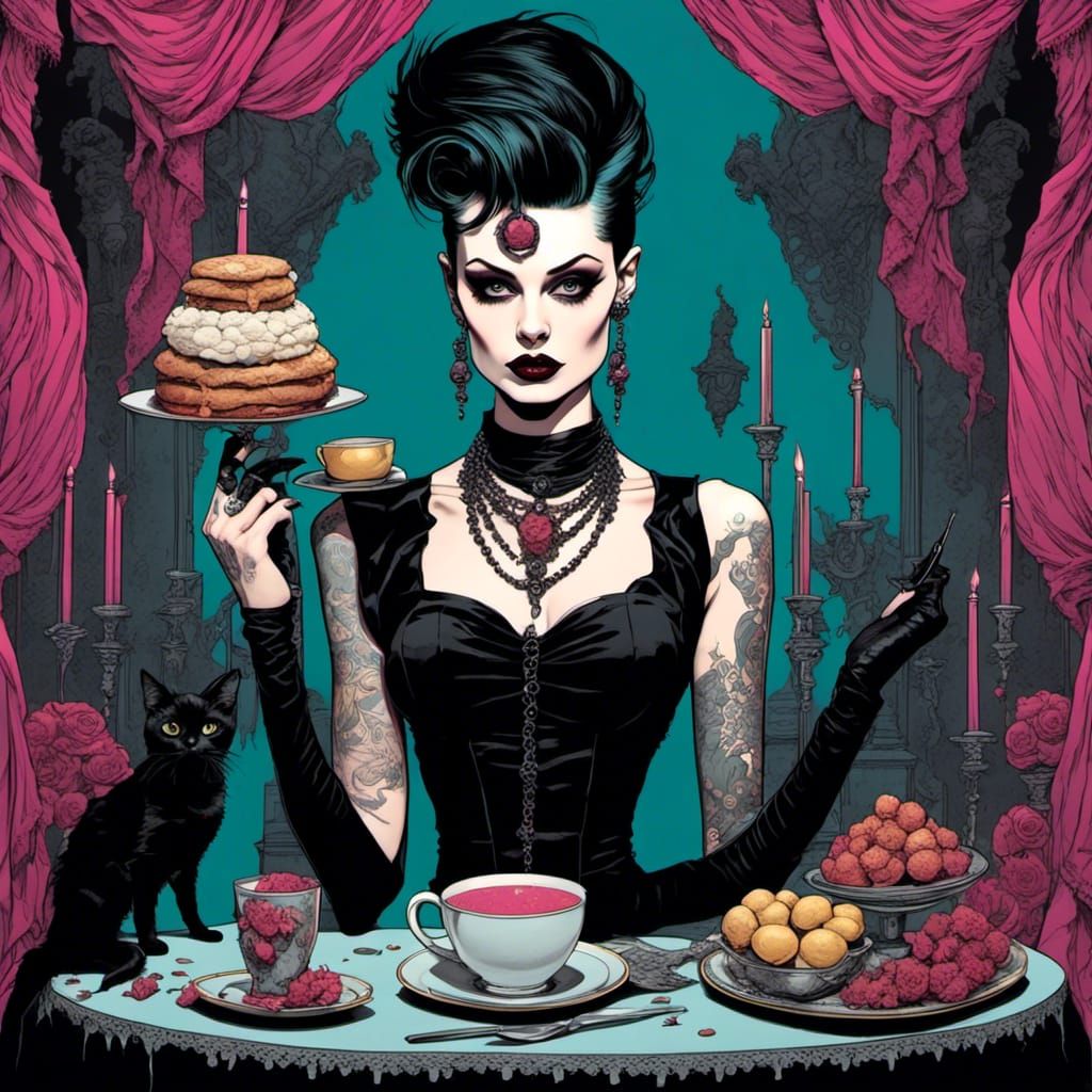 Gothic Cyberpunk Audrey Hepburn in WitchPunk Style