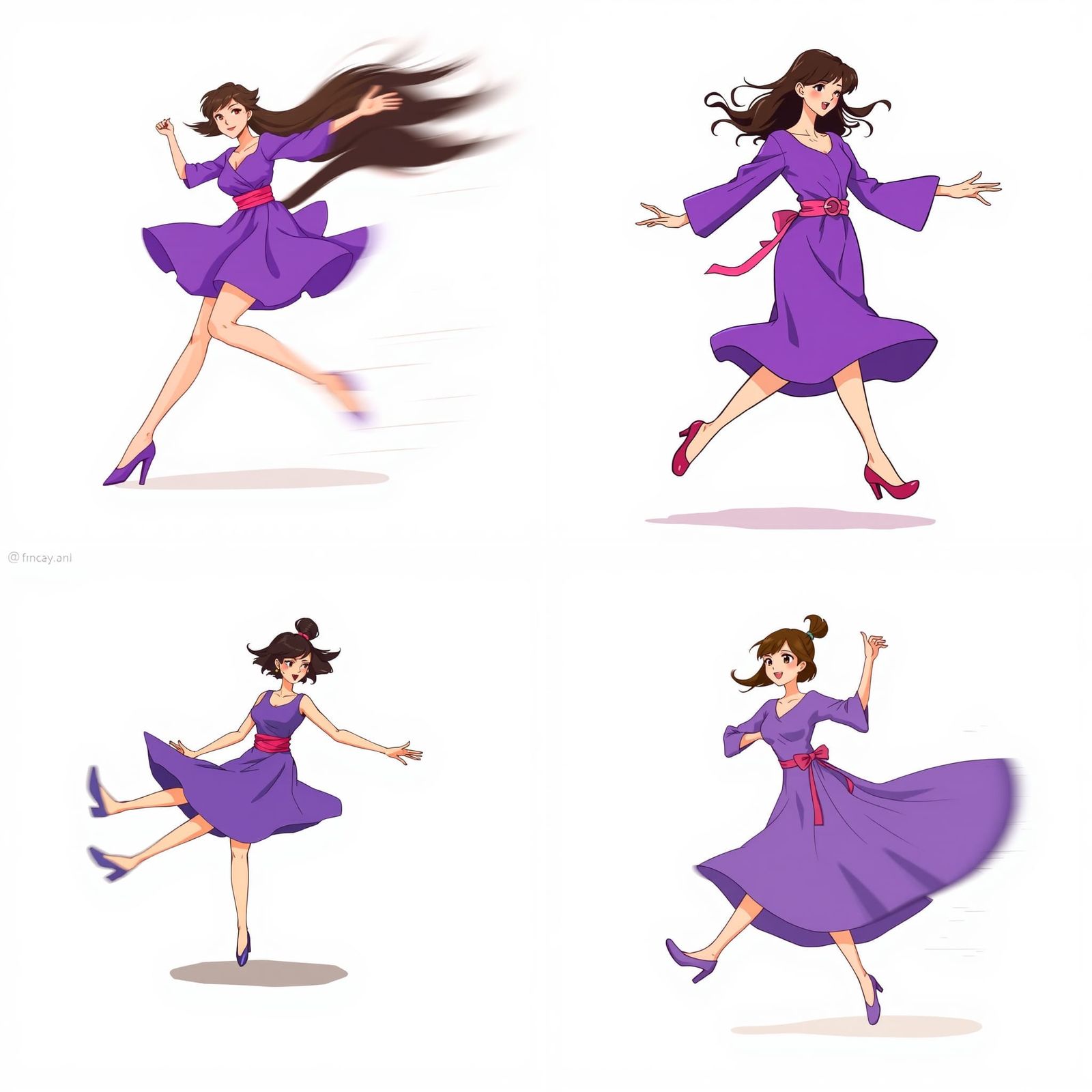 Dynamic Woman Tap Dancing in Anime Style