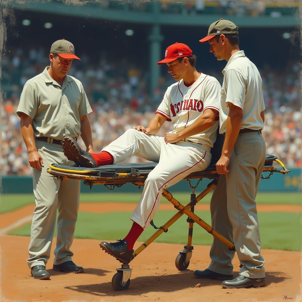 Injured Baseball Player Carried Off Field in Dramatic Scene