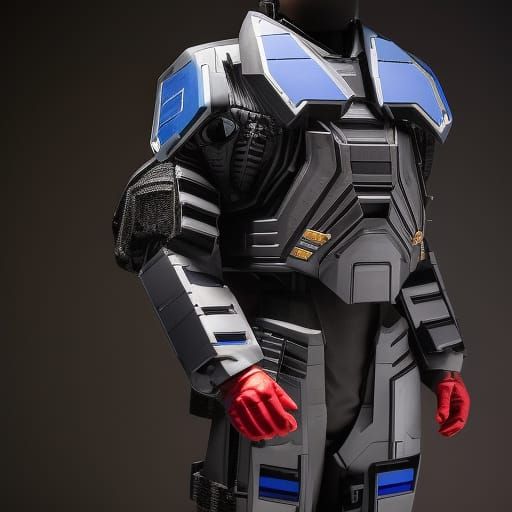 Futuristic Space Combat Armor Portrait in Cyberpunk Style