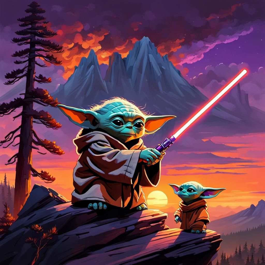 Master Yoda and apprentice baby yoda