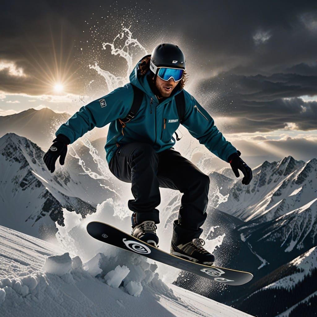Snowboarder Made of Snow: Hyperrealistic Advertising Image