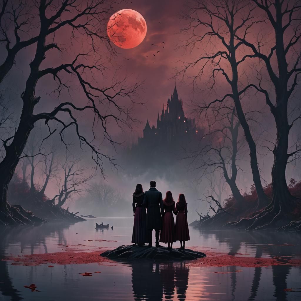 Vampire Family by Misty Lake: Dark Fantasy Matte Painting